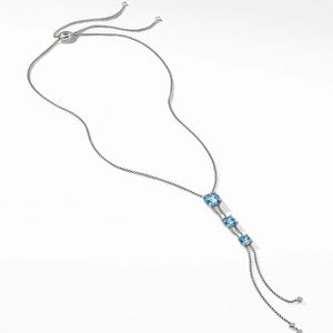 Chatelaine Gemstone Diamond Y Necklace Blue Topaz